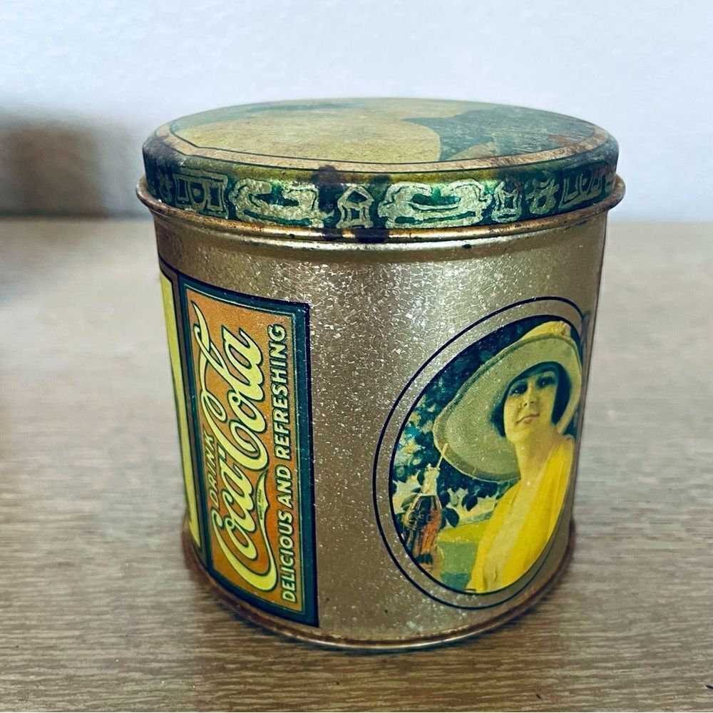 Vintage Coca Cola Woman Tin Metal Canister